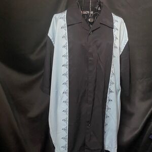 John Henry Camp Shirt Button Up Short Sleeve Patterned‎ Shirt XL